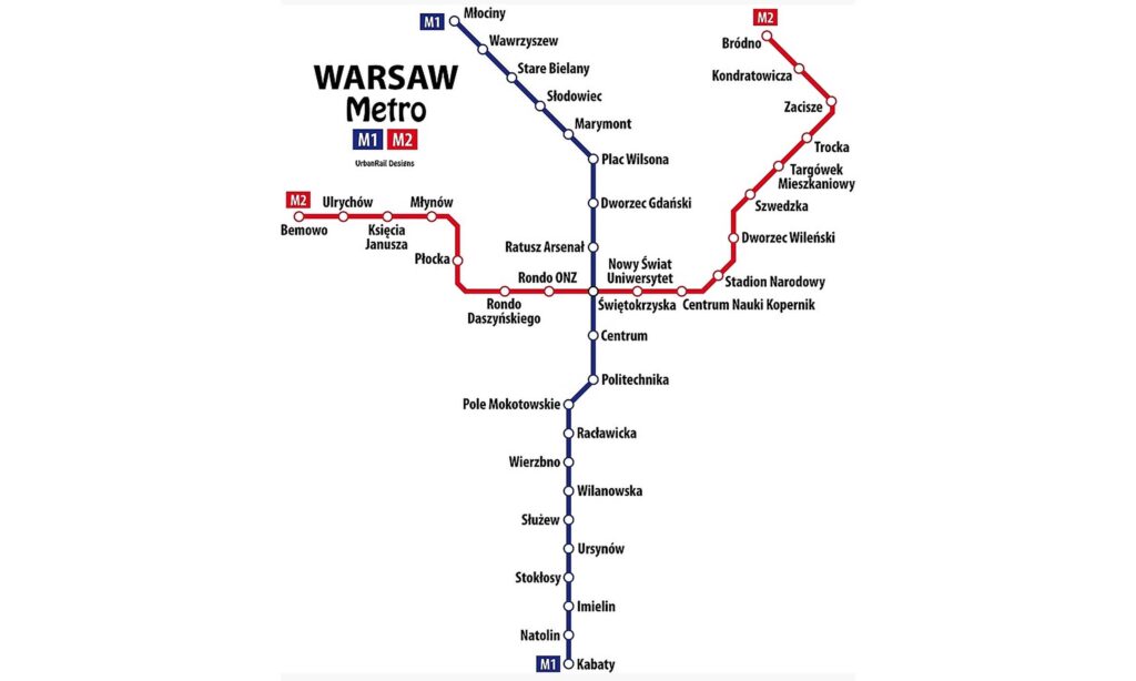 warsaw metro map